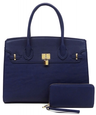 Fashion Padlock 2in1 Satchel WU1096W NAVY